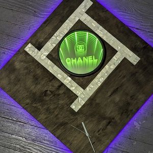 Chanel LED Infinity Mirror Wall Clock Modern Art Optical Illusion Pearl Mosaic